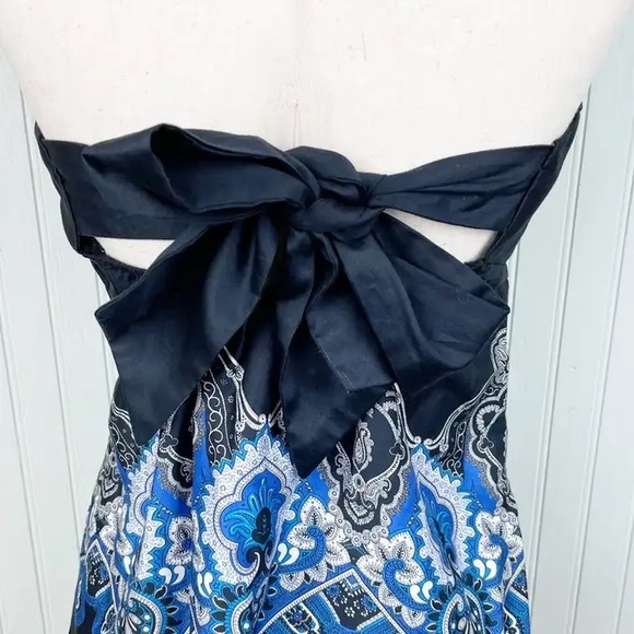 Cache Tie Back Bandana Scarf Tube Top Black Blue Size Medium - Picture 4 of 4